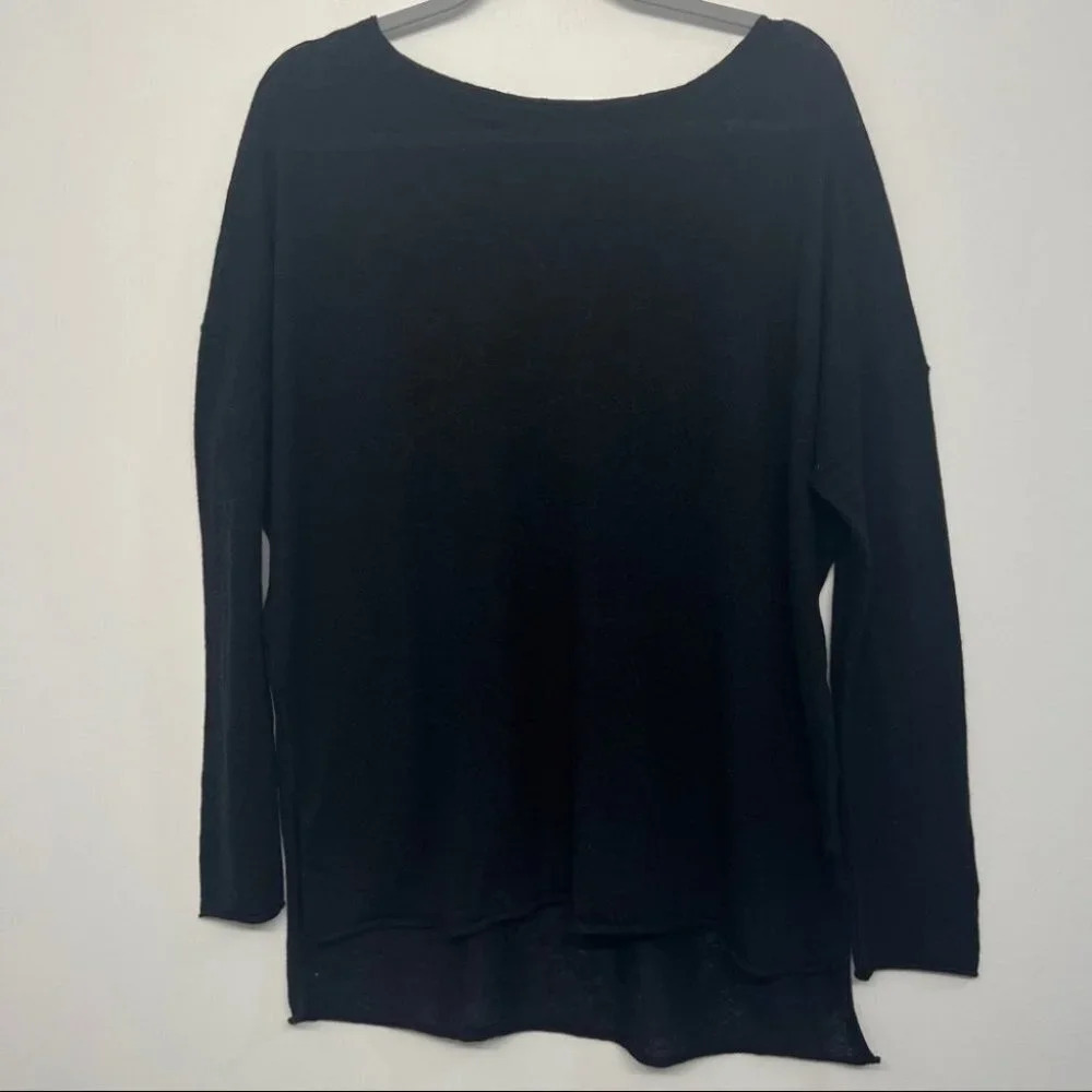 Nili Lotan Nylon Alpaca‎ Wool Lightweight Sweater Black M Boat Neck Basic